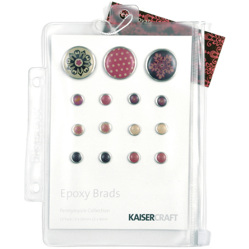 Pennyroyale Metal & Epoxy Brads 20mm & 8mm 15/Pkg
